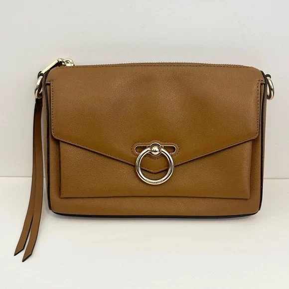 Rebecca Minkoff Jean Mac Leather Crossbody Handbag in Nutmeg Tan Brown-No Strap - Picture 3 of 7
